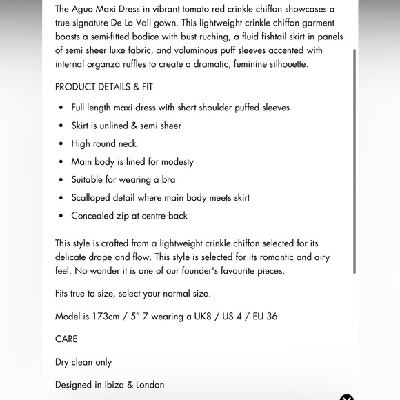 De La Vali Agua Maxi Dress in Red Crinkle Chiffon - Picture 5 of 6